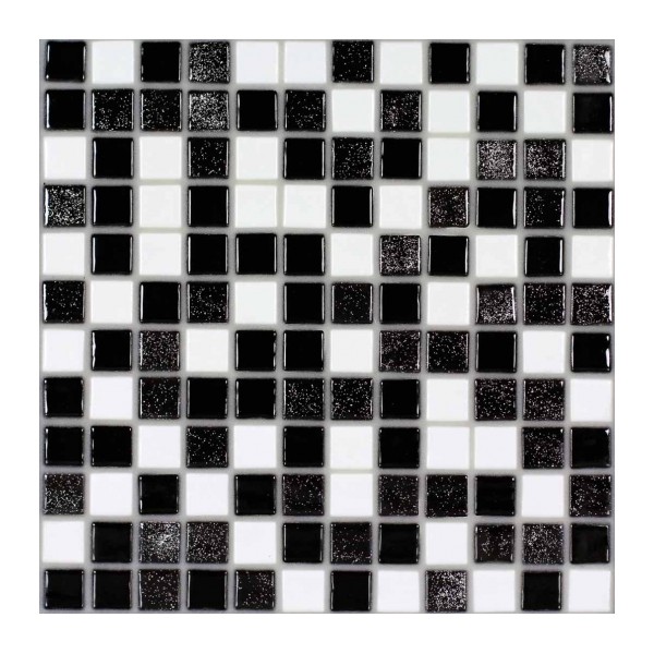 Stiklo mozaika Moondance negro+blanco